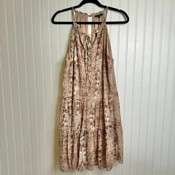 Anthropologie Drew pink/mauve halter sleeveless tiered dress size medium D39 - Picture 1 of 6
